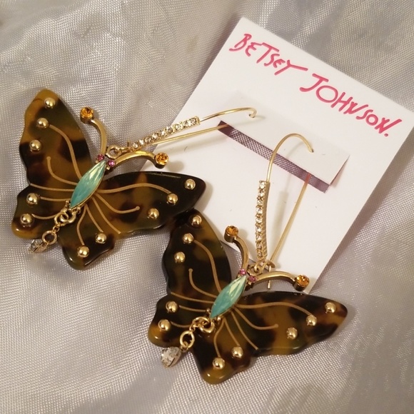 Betsey Johnson Jewelry - Betsey Johnson Butterfly Tortoise Shell Earrings
